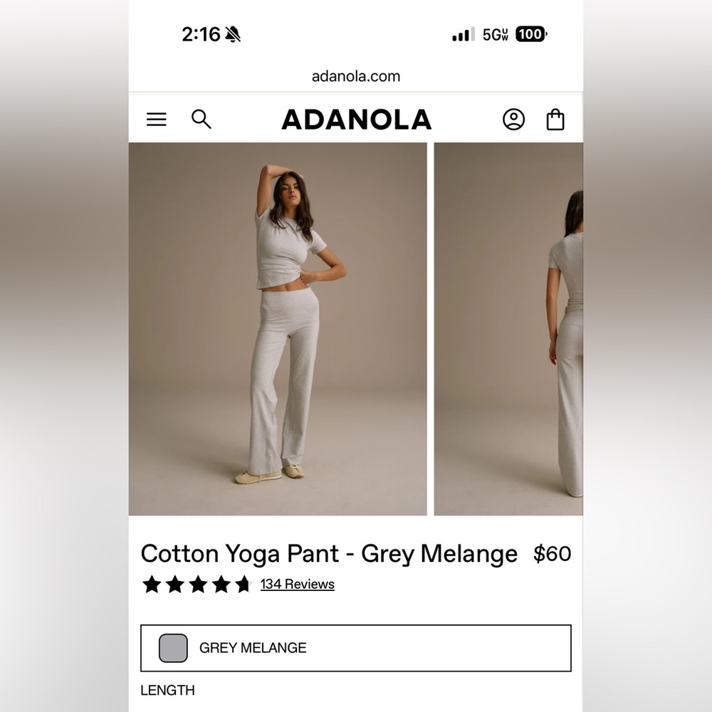 Adanola Grey Melange Wide Leg Pants